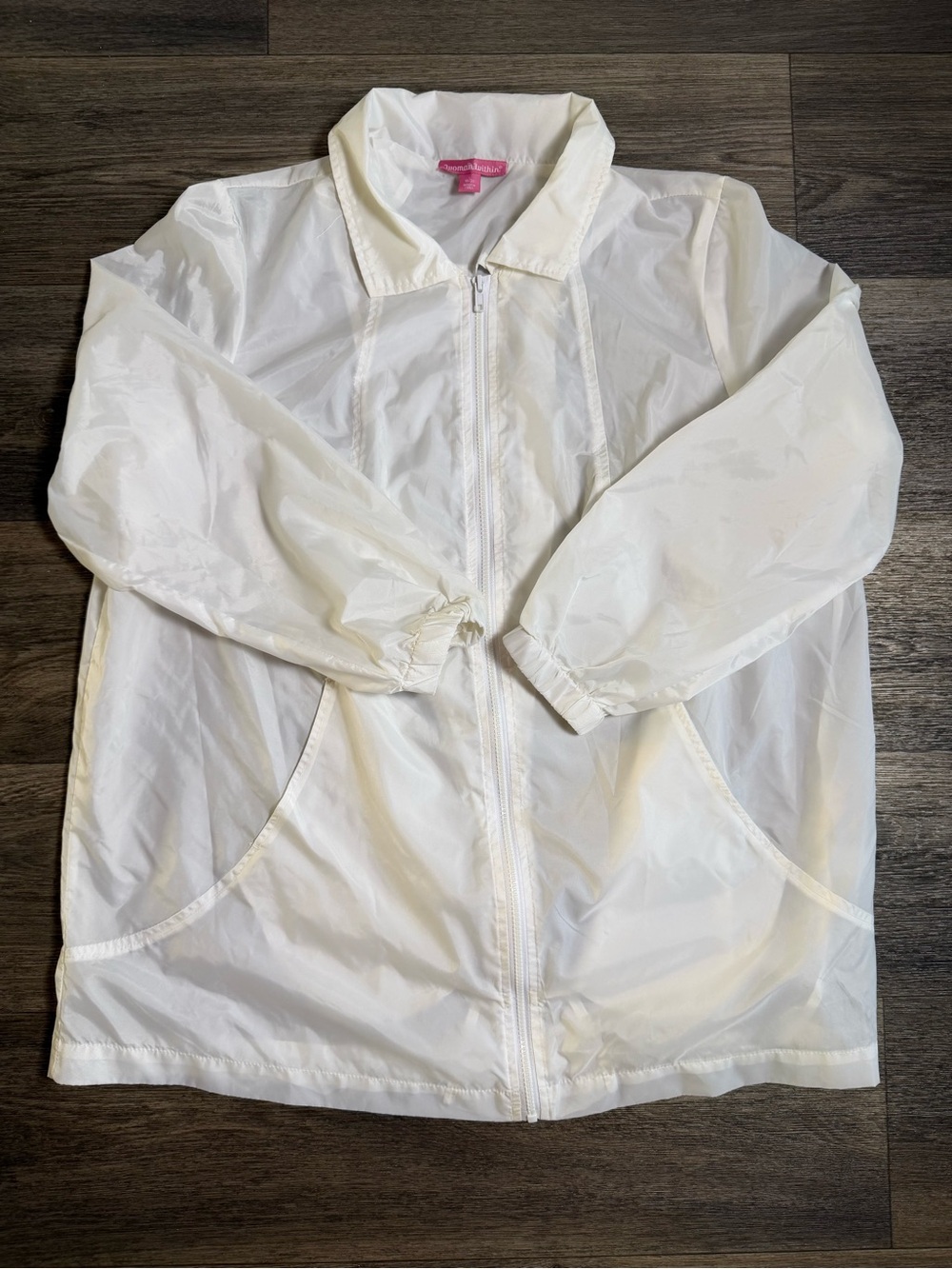 Woman Within White Zip-Front Lightweight Windbreaker Jacket